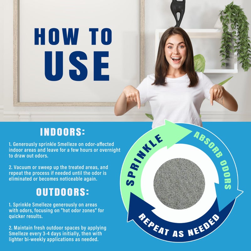 SMELLEZE Natural Dead Animal Odor Removal 2 lbs Powder: Eliminate Dead Rat, Mice, Squirrel, Chipmunk, Raccoon & Bat Smell. Safe for Indoor & Outdoor Use - Image 4